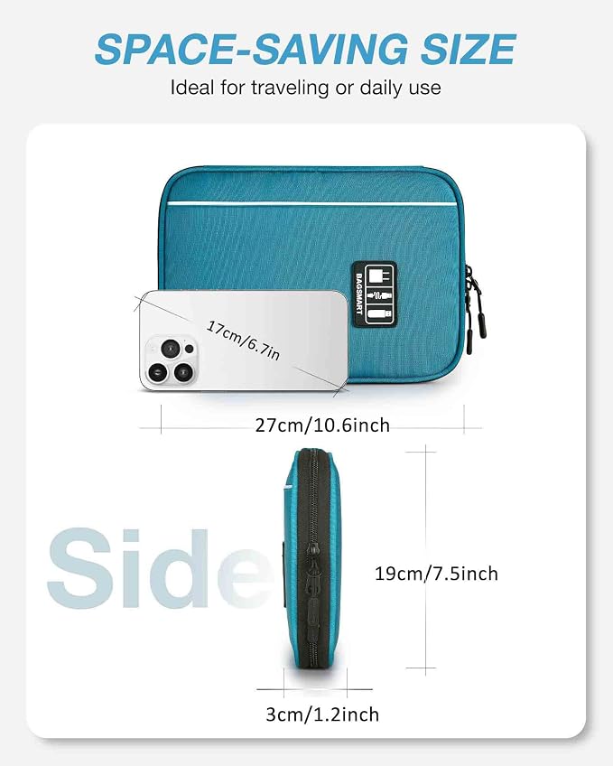 BAGSMART Large Electronics Organizer Travel Case for Tech Accessories, Blue | Travel Cable Organizer, For Travel Essentials, Cord Organizer, For Phone Power Bank SD Card - Image 5