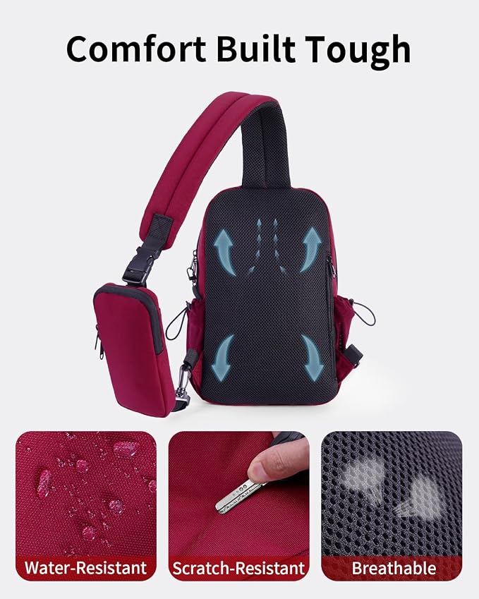 ECOHUB Anti-Theft Crossbody Bag Men Women RFID Blocking Lightweight Sling Backpack Water Resistant for Travel Hiking Outdoor - Image 8