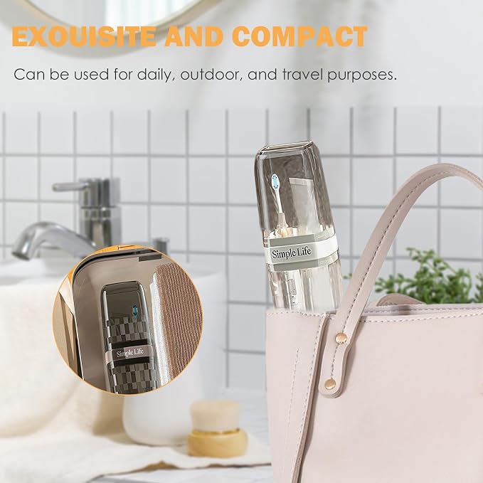 Black Portable Travel Toothbrush Holder Case with Cover | Portable covered toothbrush travel case, durable storage carrier for bathroom, school, business travel use, neat black design - Image 5