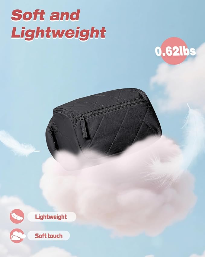 Marscamd Travel Toiletry Bag for Women, Wide-Open Makeup Organizer, Black | 150° wide opening, water-resistant fabric, stain-resistant pocket flap & lightweight carry - Image 5