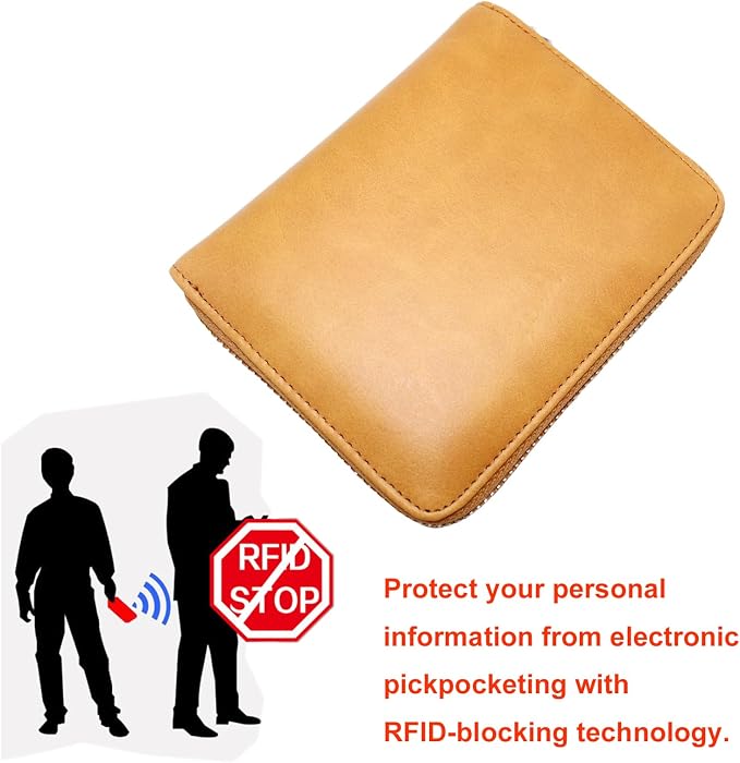 RFID Blocking 24 Slot Credit Card Holder Wallet Real Leather Multi Card Organizer Wallet with Zipper - Image 3