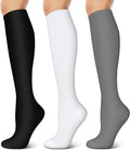 3 Pairs Compression Socks for Women & Men 15-20 mmHg- Best Support for Nurses, Running, Hiking, Recovery & Flight Socks by KXOVT