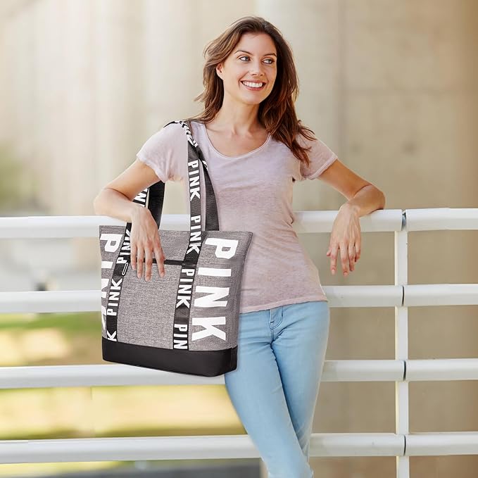 Boomistry Travel Tote Bag for Women, Large Waterproof Beach Bag for Daily | 17L Tote Bag with Zipper, Travel Handbags For Daily, College, Work, Shopping - Image 2