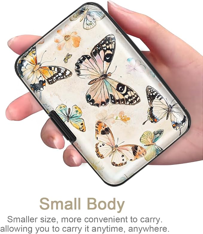 Coco Rossi Credit Card Holder RFID Aluminum Small Mini Wallet Women | Metal Wallet, Business Cards Holder, ID Case, Slim Sleeves, Womens Girls Gift, Carry Wallets for Travel, Flower Butterfly - Image 4