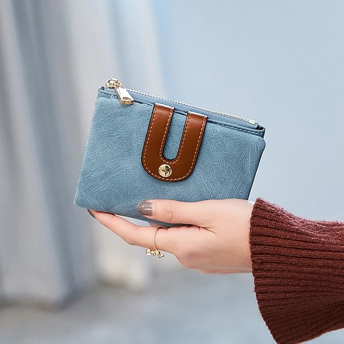 AOXONEL Women's Rfid Small Bifold Leather Wallet Ladies Mini Zipper Coin Purse id card Pocket,Slim Compact Thin - Image 4