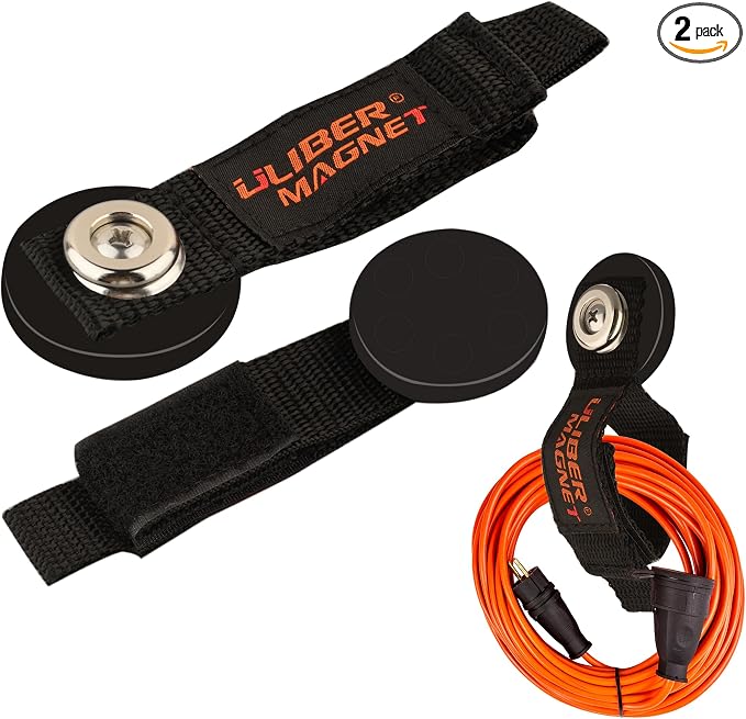 ULIBERMAGNET Strong Magnetic Storage Straps,Heavy Duty Magnetic Garage Storage Tool Organizer,Extension Cord, Cable, Rope,Tools for Garage,Pick-up,RV and Workshop(2 Pack/1.69INCH) by ULIBERMAGNET