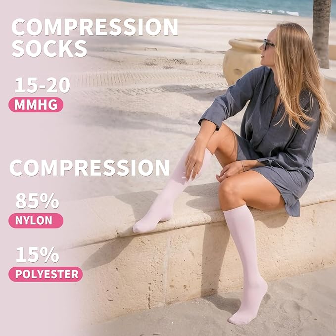 Sooverki Compression Socks for Women & Men 6 Pairs is Best Supportive Knee High Stockings for Circulation, Travel, Nurses - Image 2