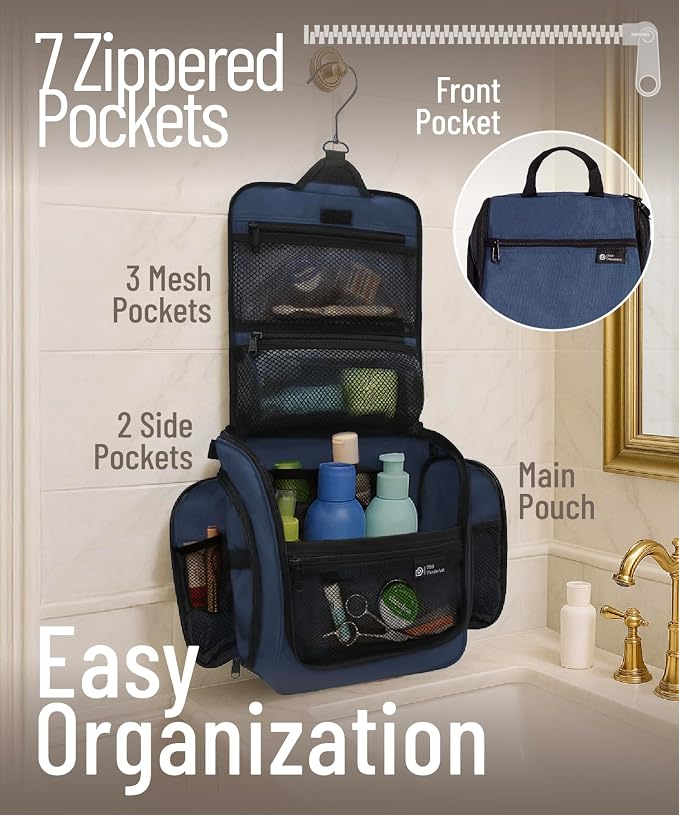 D&D Wanderlust D&D Hanging Travel Toiletry Bag for Men and Women – Cosmetics, Makeup and Toiletries Organizer Kit with 10 Compartments - Image 2