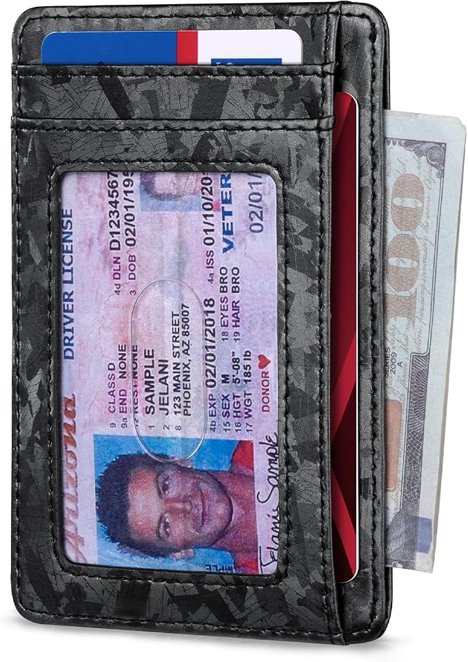 RUNBOX Slim Wallet for Men and Women, RFID Blocking Leather Card Holder | Minimalist 8-slot design fits IDs and credit cards in a thin profile for front pockets, purses, pants and travel - Image 2