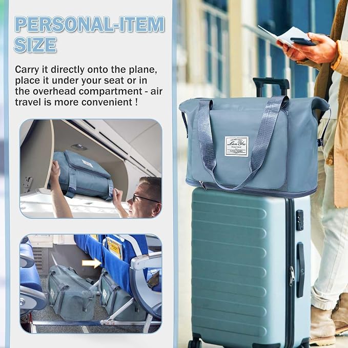 Ranslen Large Capacity Folding Travel Bag,Expansion Travel Duffel Bag with Dry and Wet Separation Portable Travel Duffel Bag - Image 2