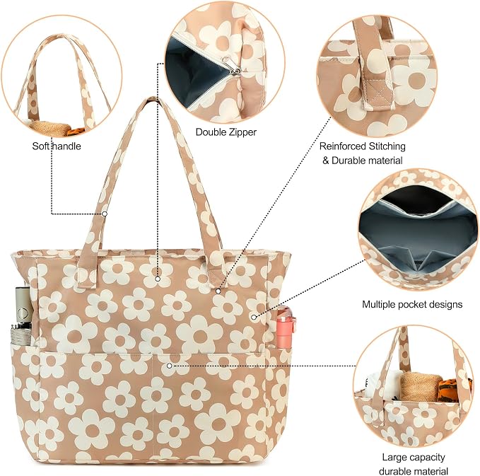 Bluboon Beach Bags for Women, Large Waterproof Tote Bag With Wet Compartment for Pool Weekender Travel Gym - Image 4