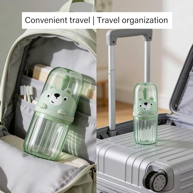 Cute Toothbrush Travel Case for Kids with Detachable Handle, Portable Cute Toothbrush Holder, Multifuction Toothbrushes Toothpaste Storage Box for Camping Travel or Home Use (Green) - Image 7