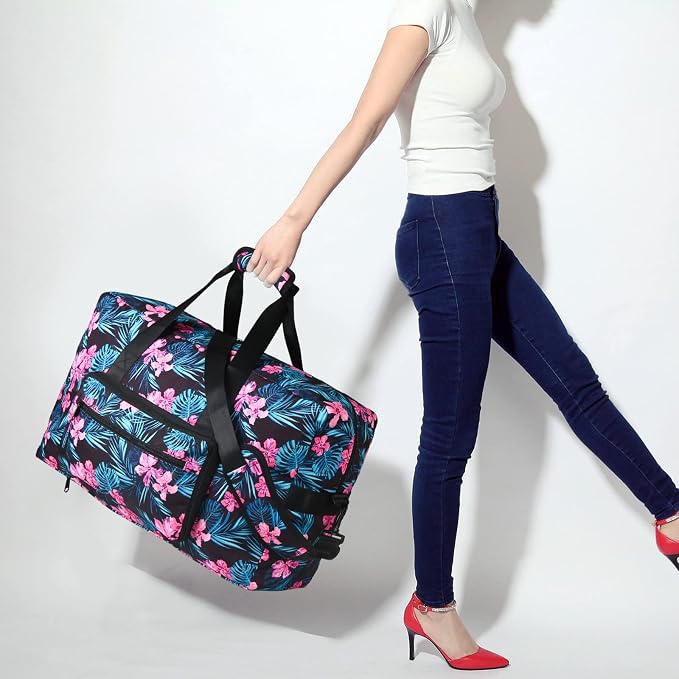 F.FETIVIN Weekender Bag Carry On Travel Duffle Medium Overnight Bag for Women(Flower2) - Image 5