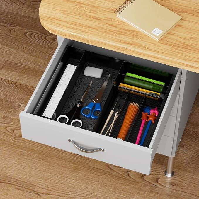 JANE EYRE Utensil Drawer Organizer - Expandable Cutlery Tray, Silverware/Flatware Storage Divider for Kitchen, Mesh Designing with Non-slip Rubber Feet (black) - Image 4