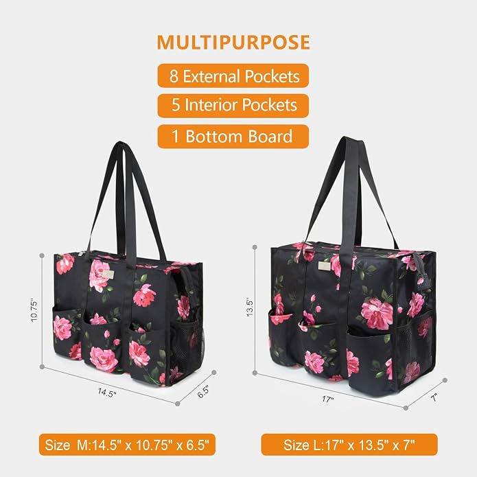 TOPDesign Utility Water Resistant Tote Bag with 13 Pockets, Top Zipper Closure & Thick Bottom Support, for Working Women - Image 2