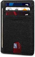 RUNBOX Slim Wallet for Men and Women, RFID Blocking Leather Card Holder | Minimalist 8-slot design fits IDs and credit cards in a thin profile for front pockets, purses, pants and travel by RUNBOX