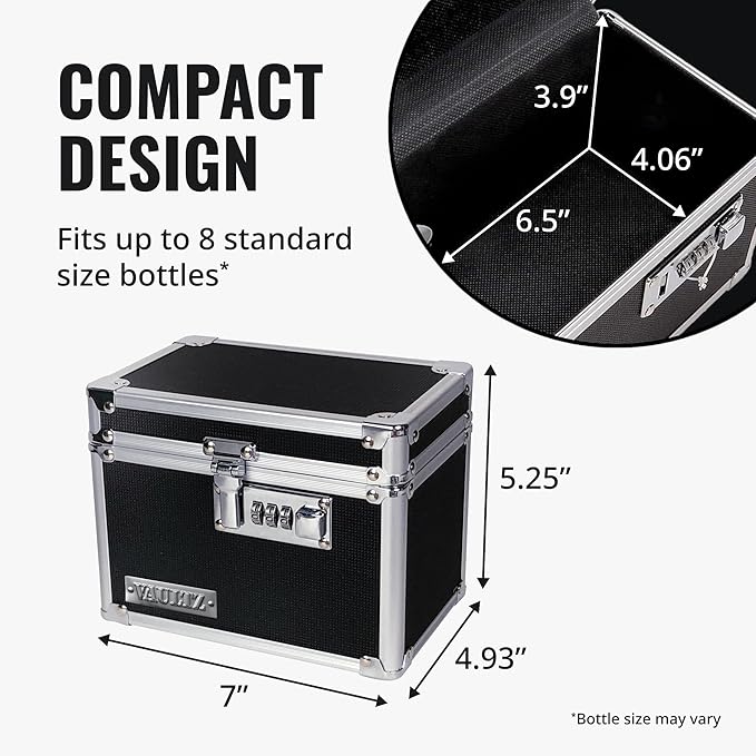 Vaultz Locking Security Box, Combination Safe for Valuables & Cash, Black | Small safe measuring 9.88 x 7 x 7.75 in, sturdy steel lockbox with reinforced corners, 3-digit combination, no keys needed - Image 3