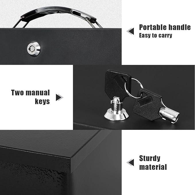 xydled Fireproof Document Box with Key Lock, Fire Safe Box, Black | Fire and water resistant lock box for documents, passports, cash and valuables, keeping secure at home, 13.2 x 11 x 4 Inch - Image 5