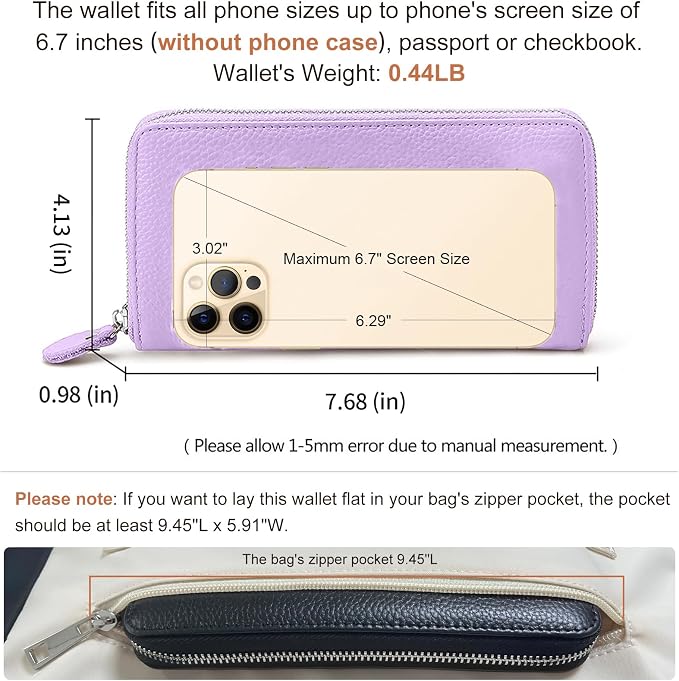 Moflycom Womens Wallet RFID Blocking Genuine Leather Zip Around Wallet Clutch Wristlet Travel Long Purse for Women - Image 4