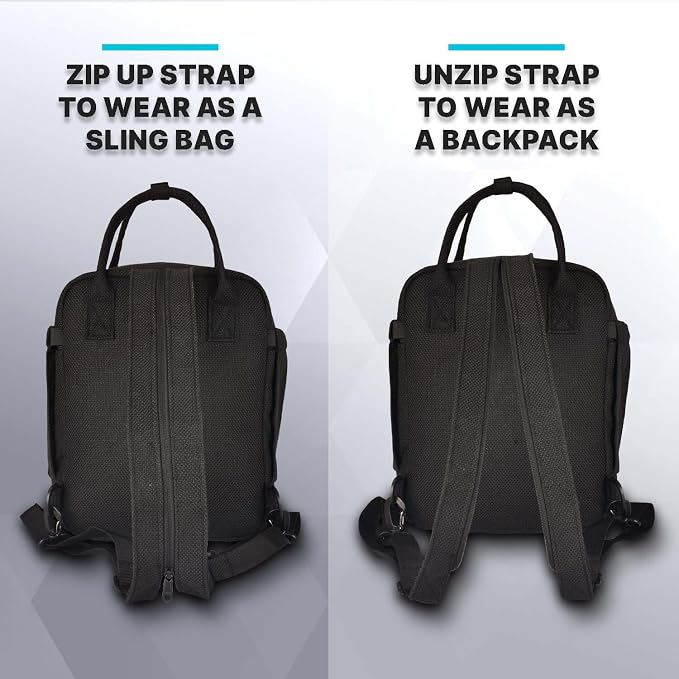 Herb Guard Black Mini Locking Backpack - With Built in Tray, YKK Zippers and More - Doubles as a Shoulder Sling Bag - Image 3