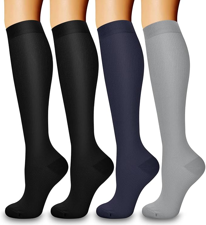 4 Pairs Compression Socks for Women and Men-Circulation Best Support Socks for Running,Athletic,Cycling by Bluemaple