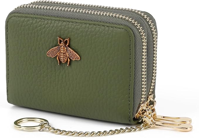 imeetu RFID Credit Card Holder, Small Card Wallet Women, Leather Card Case | Genuine Leather Women's Card & id Cases, Change Coin Purse with Zipper Keychain id Window, 20 Colors & 3 Styles, Daily, Gifts by imeetu