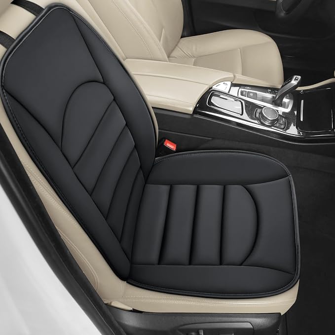 BOPUOVRE Memory Foam Car Seat Cushion Breathable Fabric | Non Slip Gel Universal Fit Car Truck Office Home 19 6x18x1 2 Inch Black With Backrest - Image 7