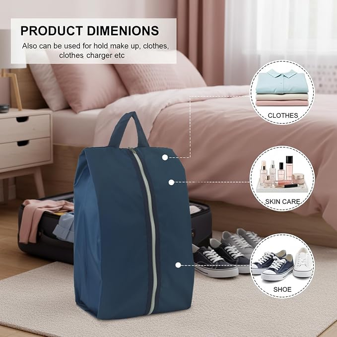 6pcs Portable Shoe Organizer, Travel Pouches with Zipper, Golf Shoe Bags, Clothes Bags, Soccer Cleats Bag Shoe Pouch for Gym, Waterproof, Odor-Resistant (Navy Blue) | Golf Shoe Bags, Clothes Bags, Soccer Cleats Bag Shoe Pouch for Gym, Waterproof, Odor-... - Image 3