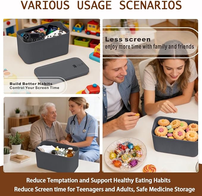 Lockable Storage Box, Large Lock Box with Combination Code – 5cm Taller Version for Medication Safe, Phone Jail, Food Snacks, First Aid Kits, Refrigerator, Office, School, Home, Travel Gift - Image 5