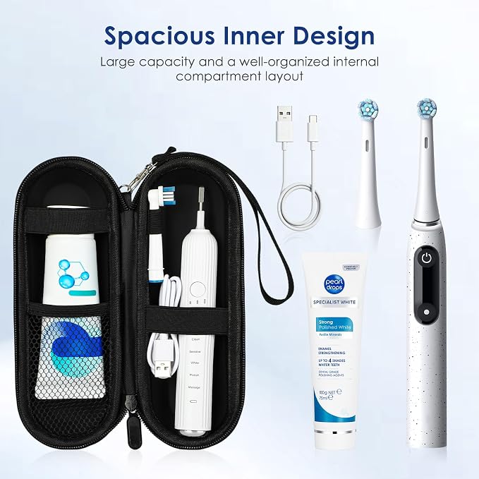 Electric Toothbrush Travel Case, compatible with Oral-B/Oral-B Pro 1000, 1500, 5000, 7000, 7500, 6000, 9600; Philips Sonicare 4100, 5100, 1100, 6100, 5300; Oral-B iO electric toothbrush - Image 6