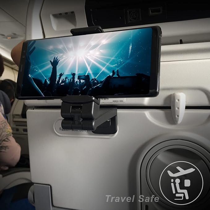 Travel Accessories, Universal Seat Back Tray Table Phone Clip Holder, Adjustable Pocket Size Hands Free Phone Holder Airplane Travel Essentials Compatible with iPhone and Android 2 Packs - Image 5