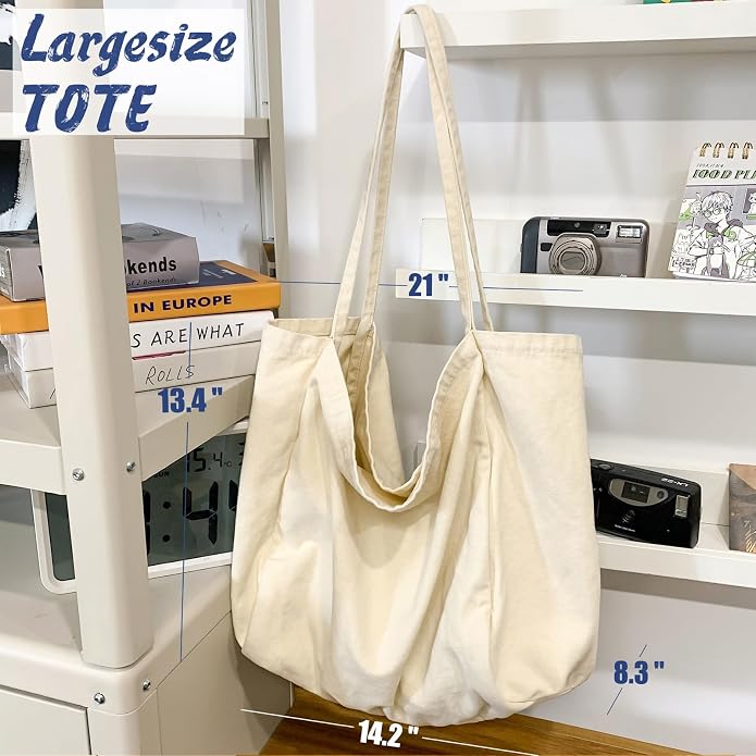 Canvas Tote Bag for Women Large Hobo Shoulder Bag for Work Travel Casual Message Bag Tote Purse handbags - Image 4