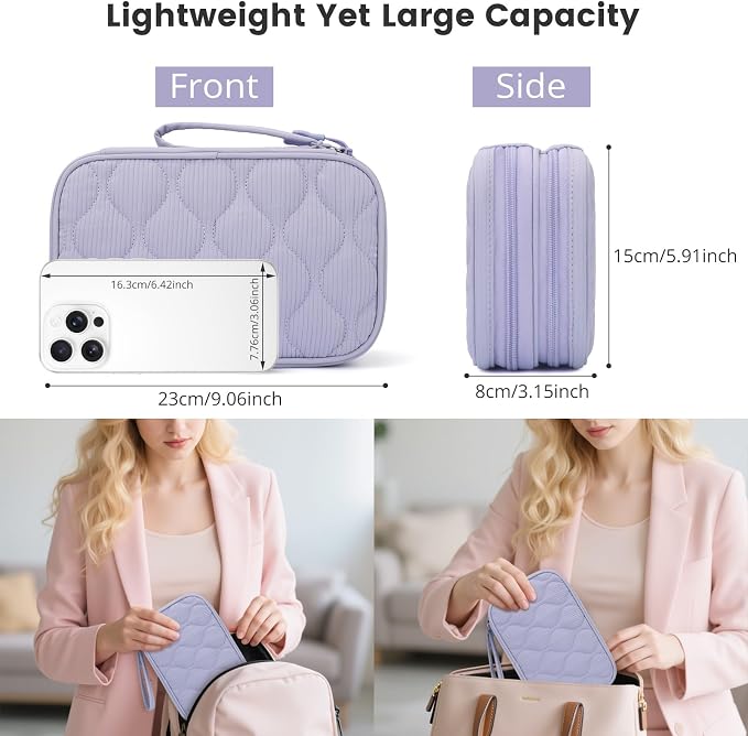 Skycase Tech Pouch - Lightweight Electronics Organizer Travel Case - Double Layers Cable Organizer - All-in-One Storage Bag for Charger, Cord, Phone, Flash Drive, Essentials - XL - Image 4