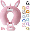 Cirorld Travel Pillow for Kids Adult Cute Neck Pillow for Traveling Memory Foam Airplane Pillow Sleep Mask Animal Flight Pillow Head Rest Neck Support for Cars Long Flights (Rabbit, 9-12 Y/O) by CIRORLD