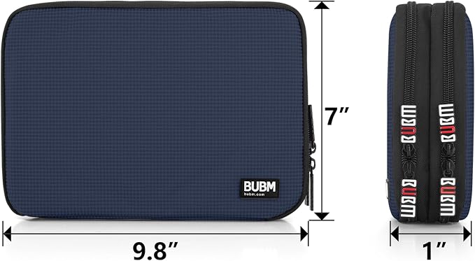 BUBM Double Layer Electronic Accessories Organizer, Travel Gear Bag for Cables, USB Flash Drive, Plug and More, Perfect Size Fits for iPad Mini (Medium, Dark Blue) | Travel Gadget Bag for Cables, USB Flash Drive, Plug and More, Perfect Size Fits for iP... - Image 6