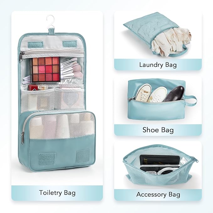 OlarHike 10 Set Compression Packing Cubes for Travel Essentials,Compressible Expandable Space Saver Bags for Organizing Clothes,Luggage Suitcase Garment Bags with Over 1000 pcs Mesh Holes(Blue Gray) - Image 5