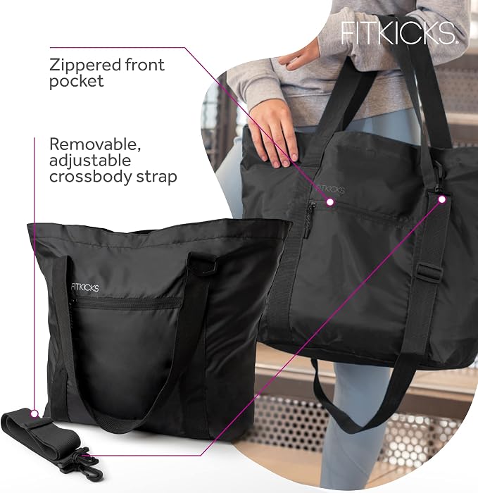 FITKICKS Hideaway Packable Duffle, Large Duffle Bag for Travel, Black - Image 3