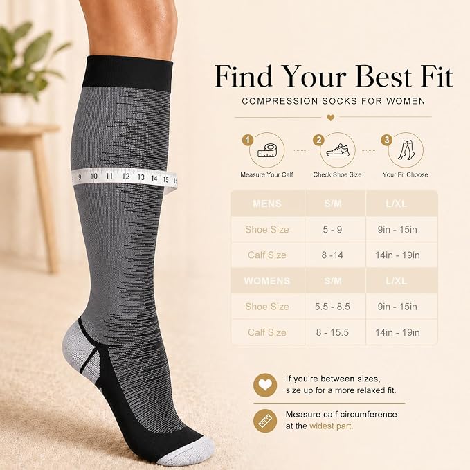 4 Pairs-Compression Socks for Women&Men Circulation-Best Support for Nurses,Running,Athletic - Image 6