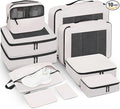 Mesh Packing Cubes for Travel, Durable Luggage Organizer with Sturdy Material and Double Zippers, Comprehensive Set for Travel Accessories Storage, 10 set, cream by PREZON
