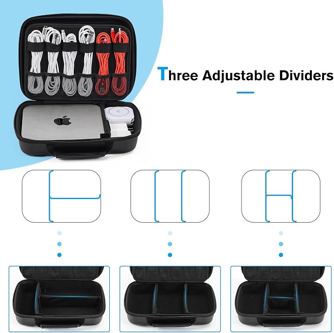 ProCase Hard Travel Electronic Organizer Case for MacBook Power Adapter Chargers Cables Power Bank Apple Magic Mouse Apple Pencil USB Flash Disk SD Card Small Portable Accessories Bag - Image 7