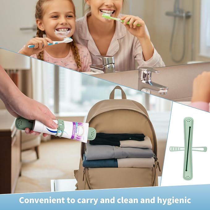 Silicone Toothbrush Travel Case,Portable Travel Toothbrush Holder,Durable Manual Toothbrush Box Container for Traveling,Bathroom,Camping,Business,Breathable and Hygienic (Green) - Image 5