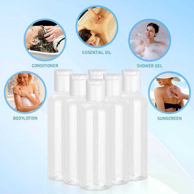 6 Pack Travel Bottles for Toiletries, 3.4 oz Travel Bottles TSA Approved Leakproof Plastic Empty Bottles, Toiletry Containers with Labels for Shampoo Conditioner Lotion Travel Essentials Accessories - Image 3