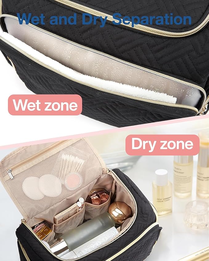 BAGSMART Travel Toiletry Bag for Women, Cosmetic Bag Makeup Bag Organizer with Handle, Travel Bag for Toiletries, Travel Accessories, Full Sized Container - Image 2