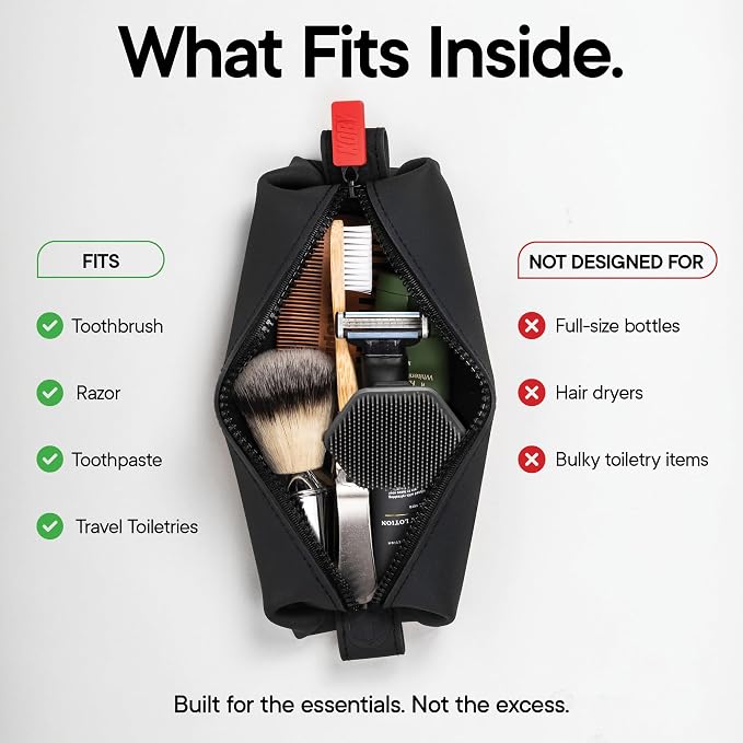 TOOLETRIES The Koby Dopp Kit Toiletry Bag- Mini 8.5" x 2.75" x 2", Charcoal | Compact silicone leak-resistant travel toiletry bag with a heavy-duty zipper that's easy to clean. - Image 3