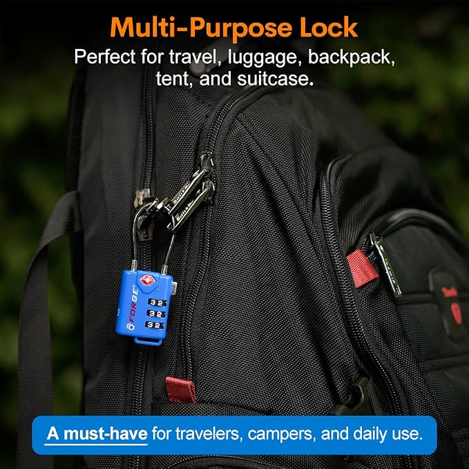 Bright Colors, TSA Approved Luggage Locks 4 Pack, Re-settable Combination with Alloy Body, Blue 4 Locks. - Image 8