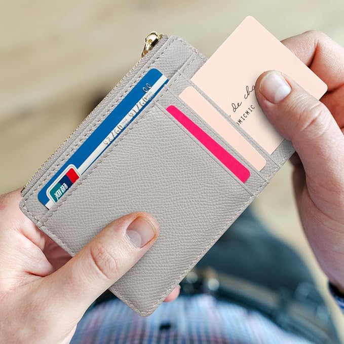 Valentoria Slim RFID Blocking Card Holder Small Pocket Wallet Keychian Zipper Coin Purse Mini Cash & Coin & Cards Case for Women Men | Slim - Image 5
