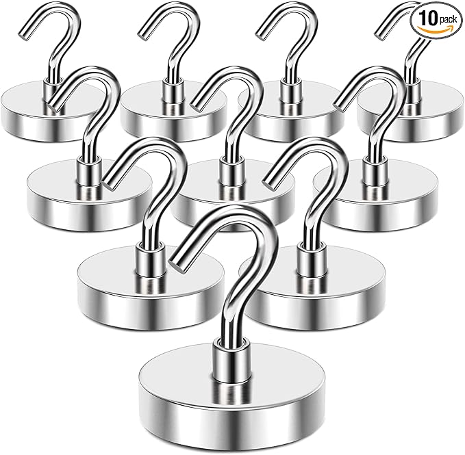 Strong Magnetic Hooks 120Lbs Heavy Duty Magnets for Cruise Cabin | Neodymium Earth Magnets with Hooks for Hanging Super Metal Industrial Magnetic Hanger for Grill Cruise Storage by MIKEDE