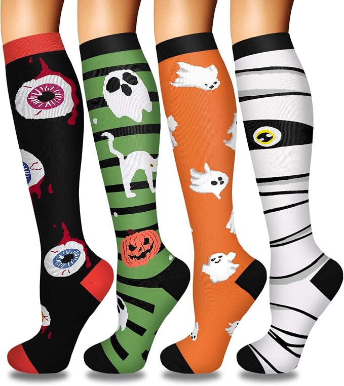 4 Pairs Compression Socks for Women Circulation-Best Support for Nurses,Running,Athletic,Travel by Iseasoo