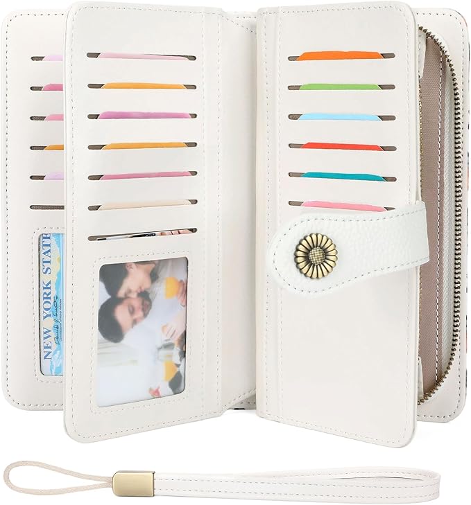 Wallets for Women Trifold Wristlet Wallets Large Capacity RFID Blocking Ladies Purse Credit Card Holder - Image 2