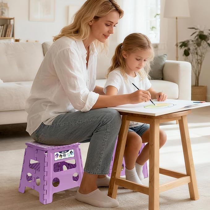 Delxo Folding Step Stool 13 Inch,300 Lbs Step Stool for Adults Purple | Foldable Step Stool 13",Non-Slip Foot Stools with Handle,Lightweight Collapsible stools for Kitchen,Bathroom,Bedroom,Garden - Image 6